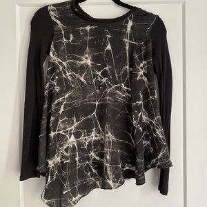 Asymmetrical black marble long sleeve shirt